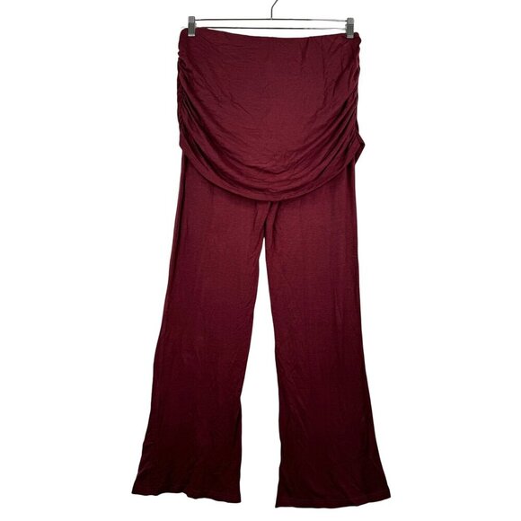 Anthropologie Saturday Sunday Emmett Tie Pants Jersey Maroon wide leg stretchy - Picture 4 of 11